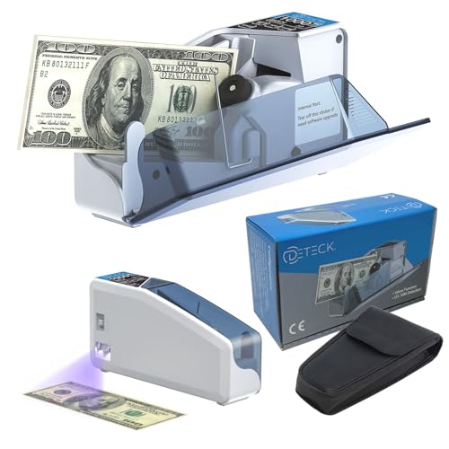 DETECK DT5S Portable Money Counter Machine with Counterfeit Detection UV/WM - Handy Currency Counting Quantity of Bills only, for Small Cash Counting Machine - style: DT5S 4 AA Batteries Required
