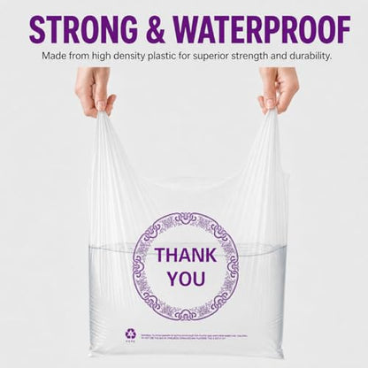 Elsjoy 500 Count Thank You Plastic Bags with Handles, 21 x 13 Inch Thank You T-Shirt Bags Bulk Reusable Grocery Shopping Bag for Restaurant, Retail