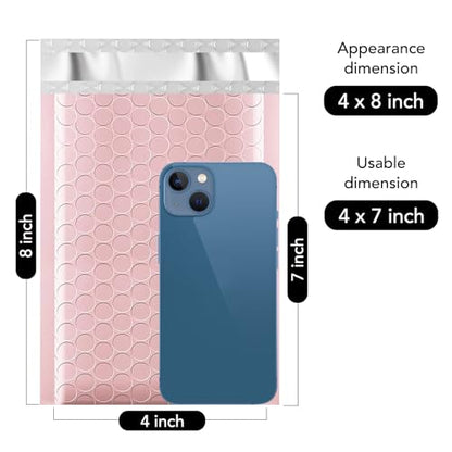 Fuxury Small Bubble Mailers Bulk 4x8" 800 Pack Light Pink Padded Envelopes - color: Light Pink, size: 4×8" 800PC