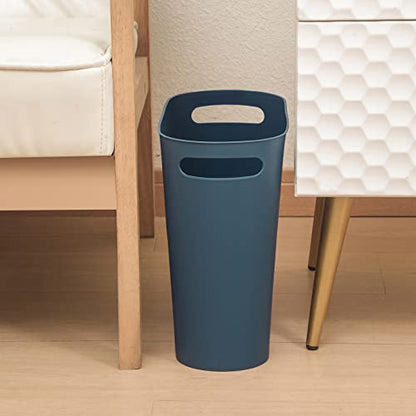 rejomiik Small Trash Can, Slim Garbage Can Plastic Waste Basket with Handles 3.5 Gallon Container Bin for Narrow Spaces Bathroom, Bedroom, Kitchen, Office at Home, 2 Pack Teal Blue - color: Teal Blue, size: 2 pack