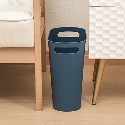 rejomiik Small Bathroom Trash Can, 3.5 Gallon Slim Garbage Can, Teal Blue - color: Teal Blue, size: 1 pack