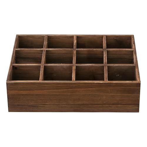 Rustic Wooden Crates for Storage 16 X 12 Inches, Carrying Handles - color: Wood (Each Slot: 3.54")