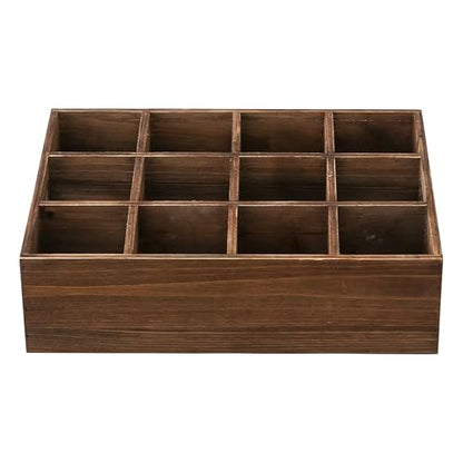 Rustic Wooden Crates for Storage 16 X 12 Inches, Carrying Handles - color: Wood (Each Slot: 3.54")