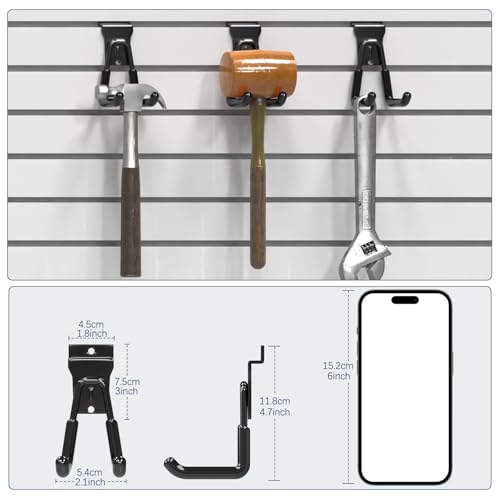 3-H Slatwall Hooks, 12 Pack 4.7" U-Shaped Heavy Duty Slatwall Accessories - size: 12