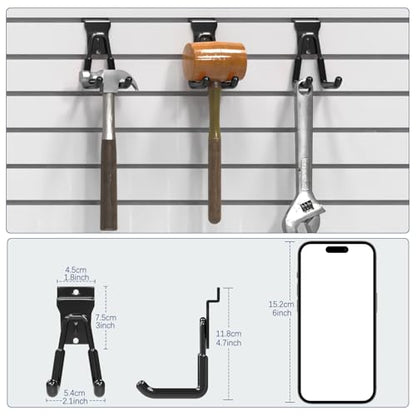 3-H Slatwall Hooks, 12 Pack 4.7" U-Shaped Heavy Duty Slatwall Accessories - color: Black, size: 12