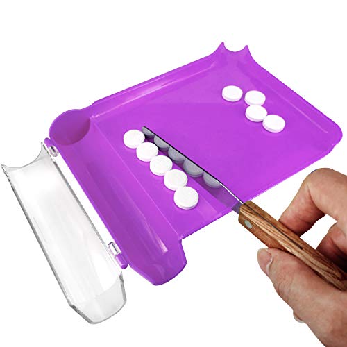 Medarchitect Pill Counting Tray with Wood-Handle Spatula, Purple
