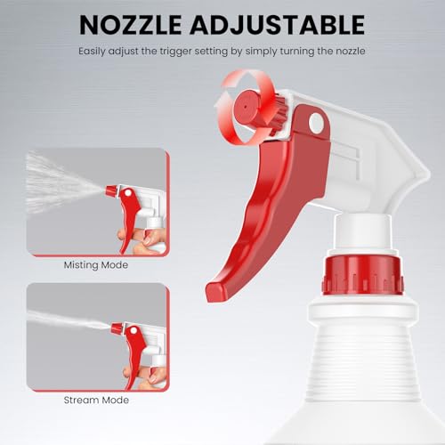 LiBa Spray Bottles 4 Pack 16oz Refillable Adjustable Nozzle Mist Sprayer