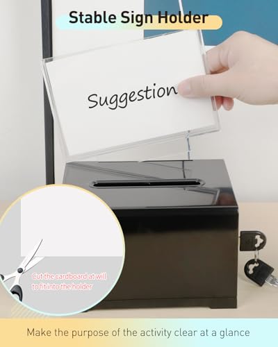 Uniclife 3 Pack 6.2" x 4.7" x 4" Black Acrylic Donation Box with Lock Slot - color: Black, size: 3 Pack