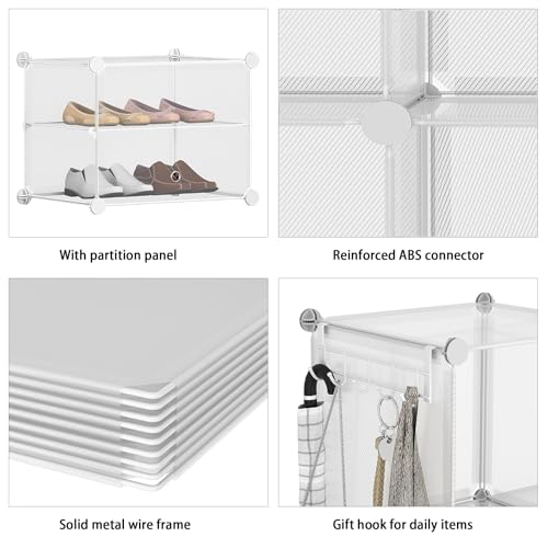 AWTATOS Closet Organizer 6 Cube Storage Shelves, Transparent Twill - color: Transparent Twill