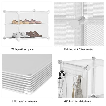 AWTATOS Closet Organizer 6 Cube Storage Shelves, Transparent Twill - color: Transparent Twill