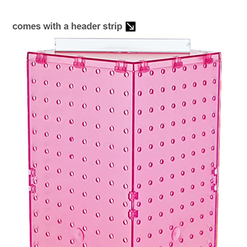 Azar Displays 703385-PNK Four-Sided Revolving 8”W X 20”H Pegboard Counter Display, Pink - color: Pink, style: Pegboard Only