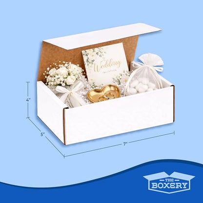 The Boxery Corrugated Mailers White Tuck Shipping Boxes (7x5x4) - size: 7x5x4