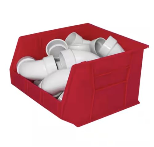 Red Plastic Stackable Storage Bins Hanging Organizer, 3-Pack XC55578