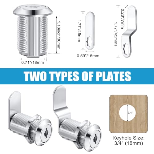 Kenning 24 Sets 1-1/8'' Fits on 0.9'' Max Cabinet Locks with Keys for Secure Drawer Mailbox Rv Storage Box Replacement Lock, Zinc Alloy - size: 1-1/8 Inch
