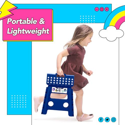 Delxo Folding Step Stool 13 inch 2 Pack,300 Lbs Step Stool for Kids&Adults - color: Blue, size: 13 Inch-2 Pack