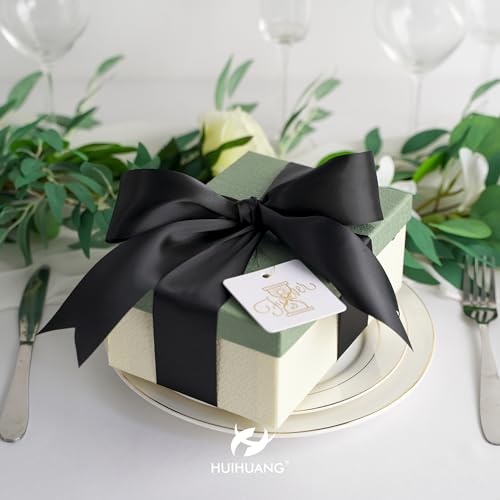 HUIHUANG Black Double-Faced Satin Ribbon 2 inch Continuous 25 Yards - color: Black, size: 2 inch