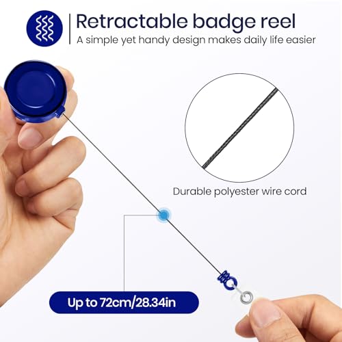 Zonon 100 Pcs Retractable Badge Reel Clip ID Card Holder,Blue - color: Blue