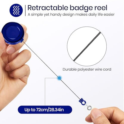 Zonon 100 Pcs Retractable Badge Reel Clip ID Card Holder,Blue - color: Blue