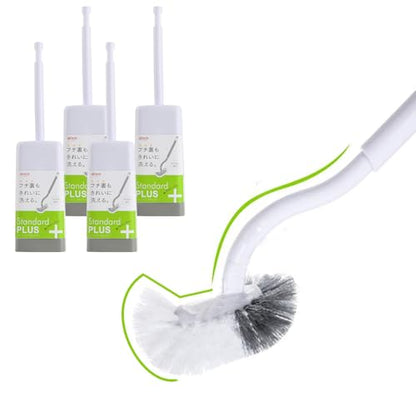 Marbarsse Bathroom Toilet Bowl Brush and Holder, Curved Design Toilet Brush for Deep Cleaning Under Rim, Best Toilet Brush Set, Easy Handy CompactToilet BowlCleaner Brush for Bathroom, 4 Pack - color: White-4 Pc-a