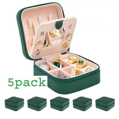 KElofoN Travel Jewelry Case with Mirror - Small Organizer Box for Girls & Women (Green-5) - color: Green-5