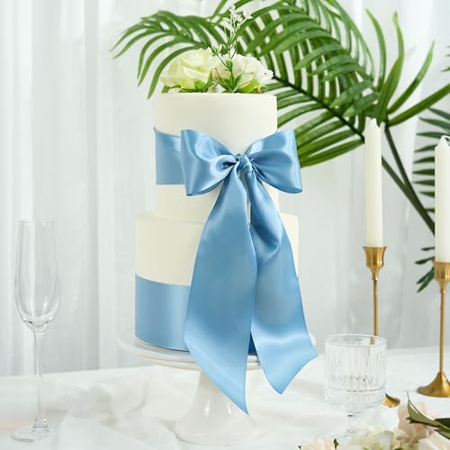 Dusty Blue Double-Faced Satin Ribbon, 3 Inch x 10 Yards - color: Dusty Blue