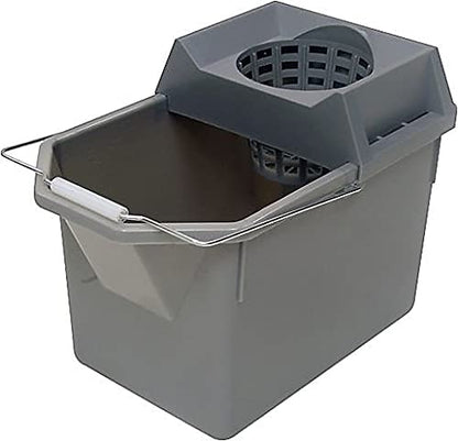 Rubbermaid Commercial Products, 15-Quart Lightweght Pail/Mop Bucket with Mop Strainer/Wringer Combo, Gray, Heavy Duty Mopping/Cleaning for Professional/Janitorial Use