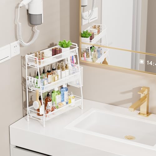 VITVITI 3 Tier Bathroom Organizer Countertop, Counter Storage Shelf, White - color: 3 Tier Large White
