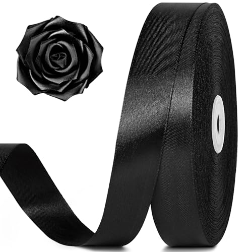 Black Satin Ribbon 1 Inch x 100 Yards - color: Black