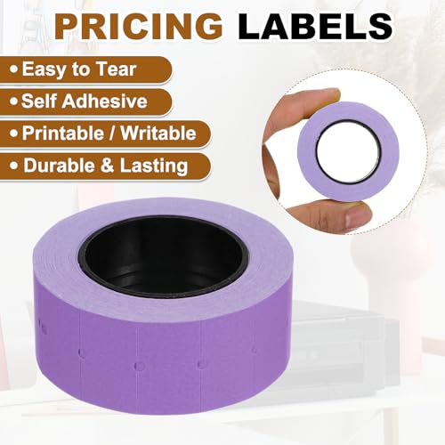 PATIKIL Pricing Labels Price Gun Labels Self-Adhesive 10 Rolls 5000pcs - color: Purple