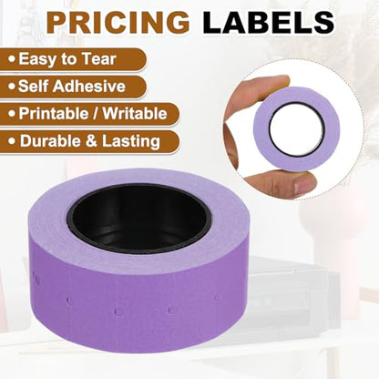 PATIKIL Pricing Labels Price Gun Labels Self-Adhesive 10 Rolls 5000pcs - color: Purple