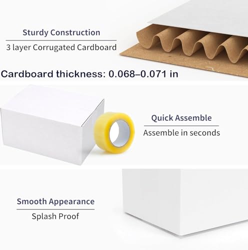 Shipping Boxes 9X6X6 Set of 25, White Corrugated Cardboard Box for Mailing Business Packaging - size: 9X6X6 Inches