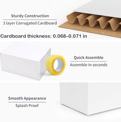 Shipping Boxes 9X6X6 Set of 25, White Corrugated Cardboard Box for Mailing Business Packaging - size: 9X6X6 Inches