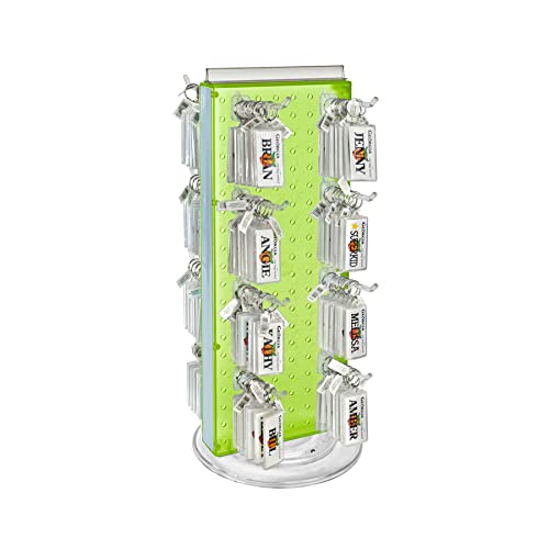 Azar Displays 700508-GRE-4C16 8-Inch W by 20-Inch H Revolving Black Pegboard Counter Display with 16-Pack of 4 inch Locking Hooks, Green - color: Green, style: Pegboard + Hooks