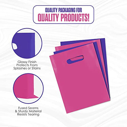 Merchandise Bags, Retail Bags, Small Business, Pink & Purple, Bulk 100 Pack - color: Pink/Purple