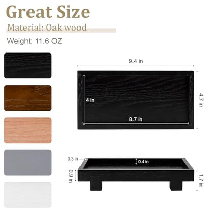 Bathroom Counter Tray Wooden Riser Display Kitchen Soap Holder, Black - color: Black, size: 9.4" x 4.7" x 1.7"