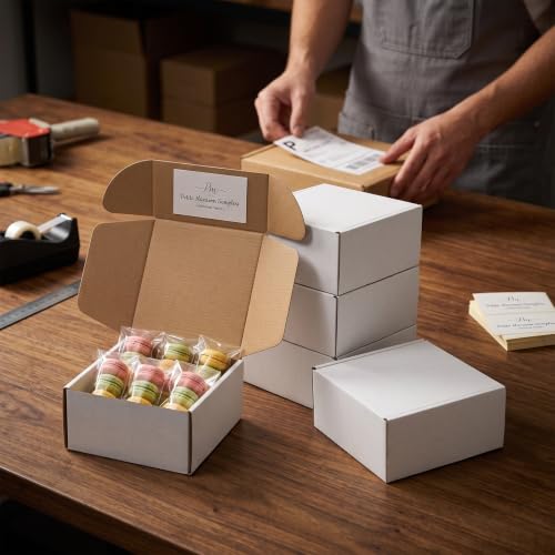Wowxyz 6x6x3 Inches Shipping Boxes 25 Pack Corrugated Cardboard White Box - size: 6x6x3"