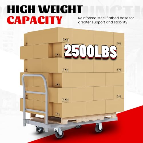 ECOTRIC Heavy-Duty Platform Truck Cart 2500 LBS Capacity Steel Flatbed