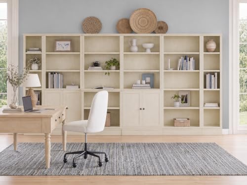 5-Tier Narrow Bookshelf, Adjustable Shelves, 72.5" - color: Cream