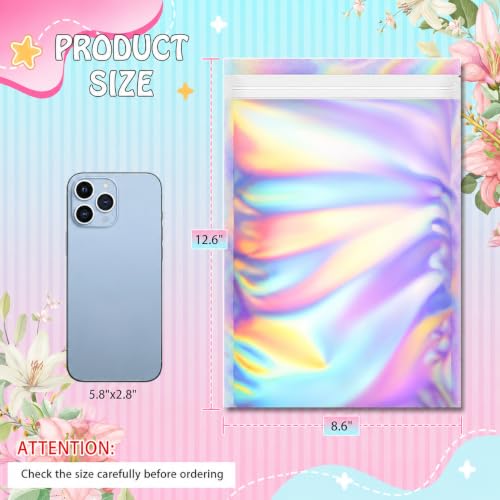 FUNFERY 8.6x12.6in Holographic Mylar Poly Mailers Self Sealing AdhesiveBag - color: Holographic-100P, size: 1 Count (Pack of 100)