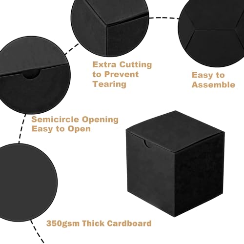 SHIPKEY 10 Pcs Black Gift Boxes with Lids | 5x5x5 Inches Durable Square Gift Boxes | Gift Box for Wedding, Christmas, Holidays, Birthdays and All Other Occasions (13x13x13cm) - color: Black, size: 5"x5"x5"