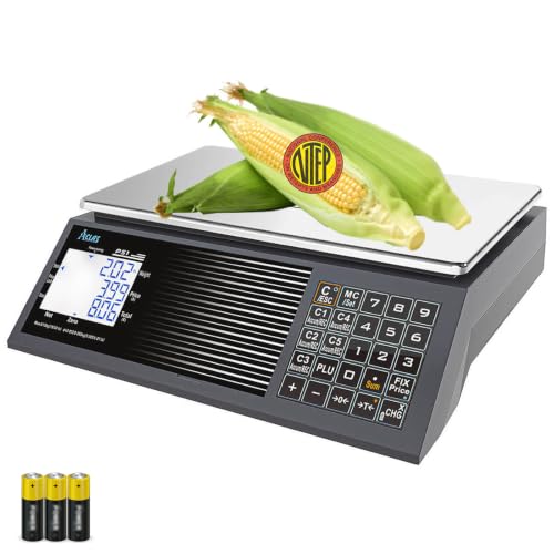 ACLAS Digital Price Computing Scale NTEP Certified Legal for Trade 60lbs 0.02lb Commercial Retail Scales w/LCD Dual Screen Displays for Food, Meat, Deli, Fruit Market Dry Cell Battery Powered - size: 60 lb
