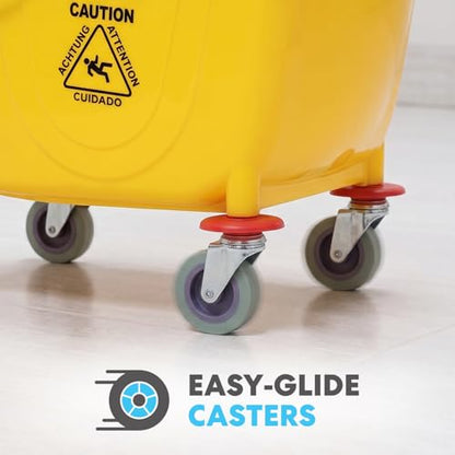 SIMPLI-Magic Side Press Wringer Commercial Mop Bucket on Wheels, 2-Pack, 26 Quart, Yellow, Polyethylene - size: Two Pack