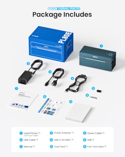 POLONO Bluetooth Thermal Shipping Label Printer, 4x6 Thermal Label Printer - color: Blue