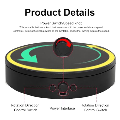 Rotating Display Stand Easy to Switch Direction, Adjustable Speed, Used for Product Display, Jewelry, Shoes Shooting and Display (7.87inch/Black/(3PCS per pack)) - color: 7.87inch/Black/(3PCS per pack)