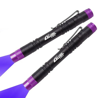 Black Light, 365nm UV Flashlight, Portable LED Flashlight, Mini Light for Pet Urine Detection, Handheld UV Flashlight for Resin Pet Urine Nails Money Pack of 2
