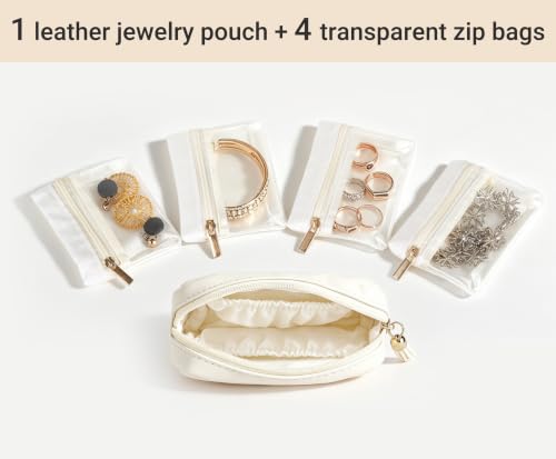 Mkono Jewelry Travel Case, Small Jewelry Organizer Pouch with 4 Mini Bags