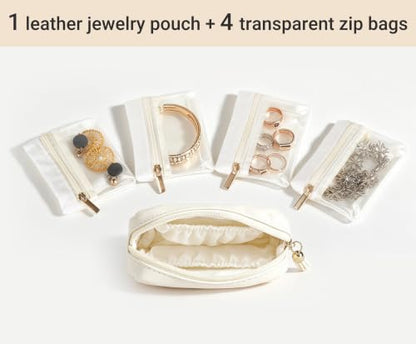 Mkono Jewelry Travel Case, Small Jewelry Organizer Pouch with 4 Mini Bags