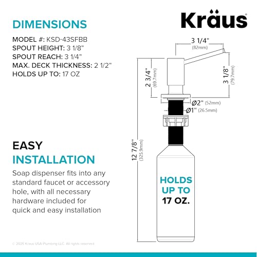 KRAUS Kitchen Soap and Lotion Dispenser in Spot-Free Brushed Brass, KSD-43SFBB - color: Spot Free Brushed Brass