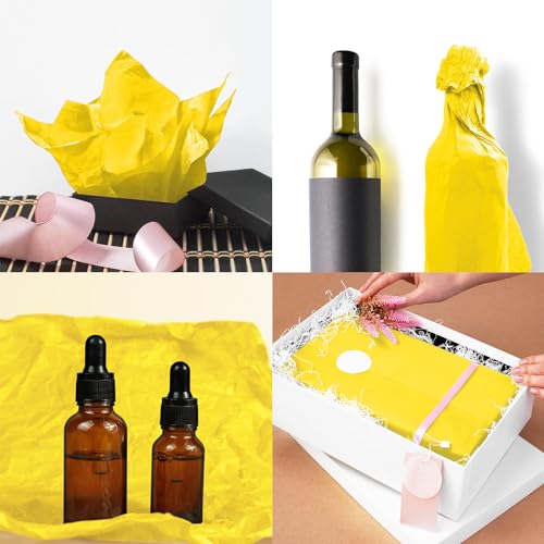 120 Sheets 14 x 20 Inch Yellow Tissue Paper for Gift Bag Wrapping - color: Yellow
