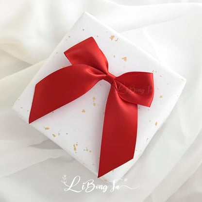 Christmas Red 4.5 Inch Twist Tie Satin Gift Wrap Bows 24 Counts - color: Red